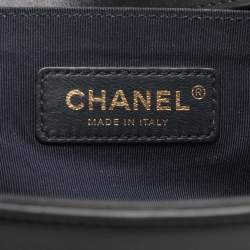 Pre Owned حقيبة شانيل بوي جلد أسود مبطن متوسطة بقلاب