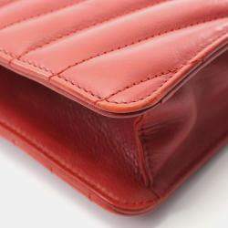 Pre Owned Chanel Gabrielle Red Chevron Quilted Leather Flap Bag