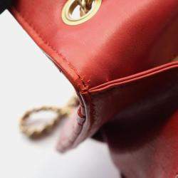 Pre Owned Chanel Gabrielle Red Chevron Quilted Leather Flap Bag