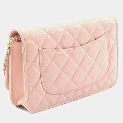 مملوكة مسبقًا محفظة بسلسلة شانيل كلاسيك جلد وردي