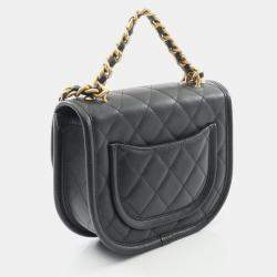 Pre Owned حقيبة شانيل كروس بودي سوداء صغيرة جلدية بحمالة كتف