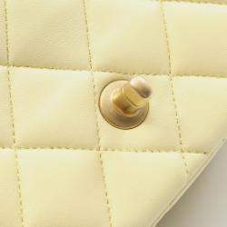 Pre Owned Chanel  Flap Mini Yellow Leather Shoulder Bag