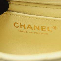 Pre Owned Chanel  Flap Mini Yellow Leather Shoulder Bag