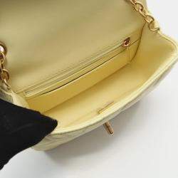 Pre Owned Chanel  Flap Mini Yellow Leather Shoulder Bag