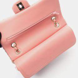 Pre Owned حقيبة كتف شانيل مضفرة تويد وردية قلاب مزدوج كلاسيكية مستطيلة