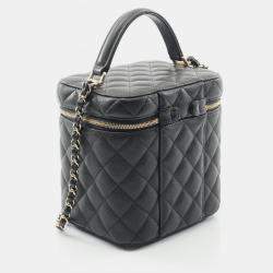 Pre Owned Chanel  Vanity Case Black Leather Shoulder Bag
