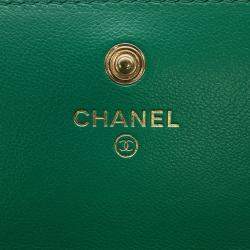 مملوكة مسبقًا محفظة طويلة شانيل شانيل19 جلد لامب أخضر