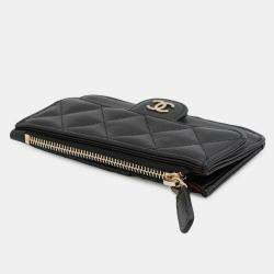 Pre Owned موضب شانيال كلاسيكي قلايد قلايد جلد كافيار أسود