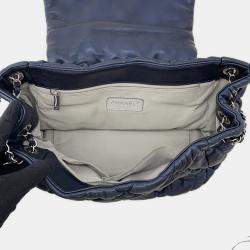 Pre Owned Chanel Bubble Quilt Chain shoulder Bag Navy Lambskin