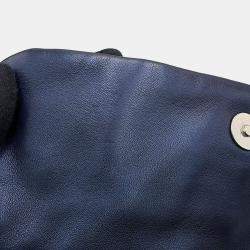 Pre Owned Chanel Bubble Quilt Chain shoulder Bag Navy Lambskin