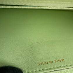 Pre Owned Chanel Chanel19 Chain Wallet Light Green Lambskin