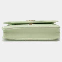 Pre Owned Chanel Chanel19 Chain Wallet Light Green Lambskin
