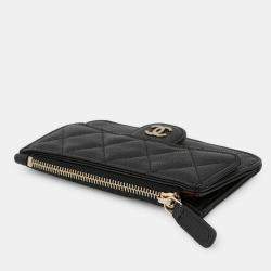 مملوكة مسبقًا حافظة بطاقات بسحاب كلاسيكية شانيِل ماتيلسِ جلد كافيَار أسود