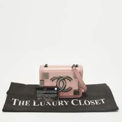 Pre Owned Chanel Boy Brick Pink Quilted Leather and Plexiglass Flap Bag