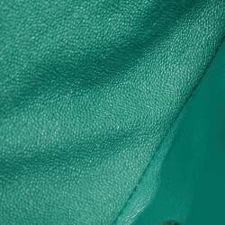Pre Owned Chanel Classic Double Flap Green Caviar Quilted Leather Flap Bag