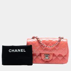 Pre Owned Chanel Pink Mini Rectangular Classic Patent Single Flap