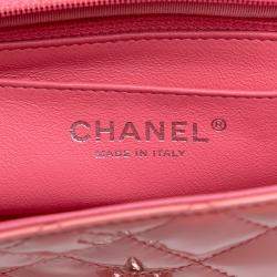 Pre Owned Chanel Pink Mini Rectangular Classic Patent Single Flap
