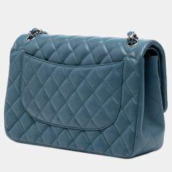 مملوكة مسبقًا Chanel Blue Jumbo Classic Lambskin Double Flap