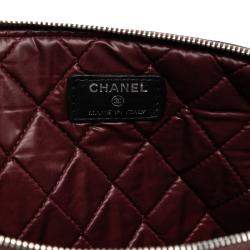 Pre Owned Chanel Black Large CC Quilted Lambskin O Case Clutch