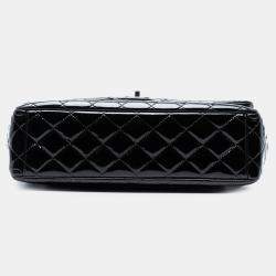 مملوكة مسبقًا حقيبة شانيل قلاب مزدوج لامع كلاسيك أسود ماكسي