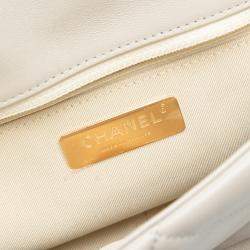 مملوكة مسبقًا Chanel White Large Lambskin 19 Flap
