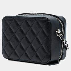 Pre Owned Chanel Black CC Quilted Caviar Camera Bag