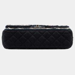 Pre Owned Chanel Black Medium Classic Denim Braided Single Flap