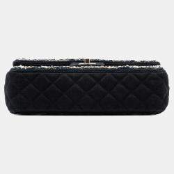 مملوكة مسبقًا Chanel Black Medium Classic Denim Braided Single Flap