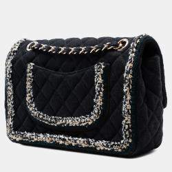 مملوكة مسبقًا Chanel Black Medium Classic Denim Braided Single Flap