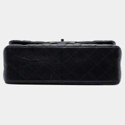 Pre Owned حقيبة شانيل جامبو كلاسيك جلد غنم أسود بقلّاب مزدوج