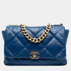 مملوكة مسبقًا Chanel Blue Maxi Lambskin 19 Flap
