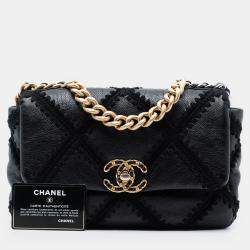 Pre Owned Chanel Black Medium Crochet Calfskin 19 Flap