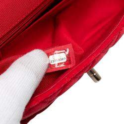 Pre Owned Chanel Red Mini Rectangular Classic Velvet Single Flap
