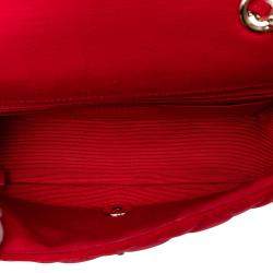 Pre Owned Chanel Red Mini Rectangular Classic Velvet Single Flap