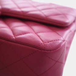 Pre Owned Chanel Pink Medium Classic Lambskin Double Flap