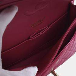 Pre Owned Chanel Pink Medium Classic Lambskin Double Flap