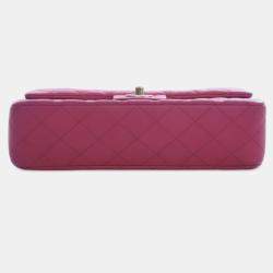 Pre Owned Chanel Pink Medium Classic Lambskin Double Flap
