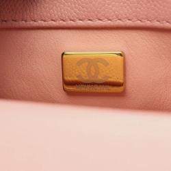 Pre Owned Chanel Coco Xxs Top Handle Chain Shoulder Handbag Leather Calfskin Pink Ghw