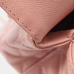 Pre Owned Chanel Coco Xxs Top Handle Chain Shoulder Handbag Leather Calfskin Pink Ghw