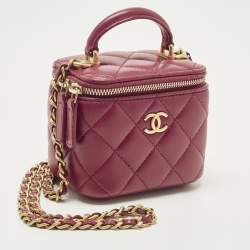 مملوكة مسبقًا Chanel Vanity Case Mini Pink Quilted Leather Chain Bag