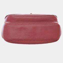 Pre Owned Chanel Pink Small Stitched Calfskin Covered CC Flap