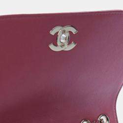 Pre Owned Chanel Pink Small Stitched Calfskin Covered CC Flap