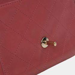 Pre Owned Chanel Pink Small Stitched Calfskin Covered CC Flap