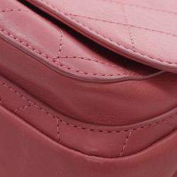 Pre Owned Chanel Pink Small Stitched Calfskin Covered CC Flap