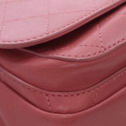 Pre Owned Chanel Pink Small Stitched Calfskin Covered CC Flap