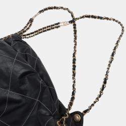 مملوكة مسبقًا Chanel Black Large Shiny Quilted Calfskin 22 Backpack
