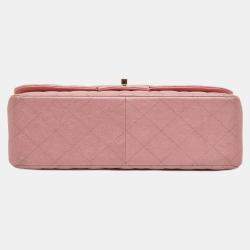 مملوكة مسبقًا حقيبة شانيل اليدوية كبيرة كلاسيكية جلد كافيار لؤلؤية وردية قلاب مزدوج