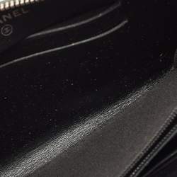 Pre Owned Chanel CC Black Camelia Embossed Leather Zip Around Wallet