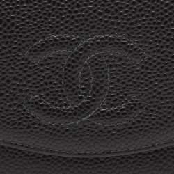 Pre Owned Chanel Black Caviar Leather CC Interlocking Compact Wallet