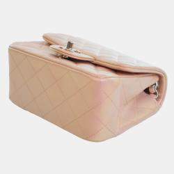 Pre Owned حقيبة شانيل فلاب صغير وردية لامعة جلد عجل بمفردها